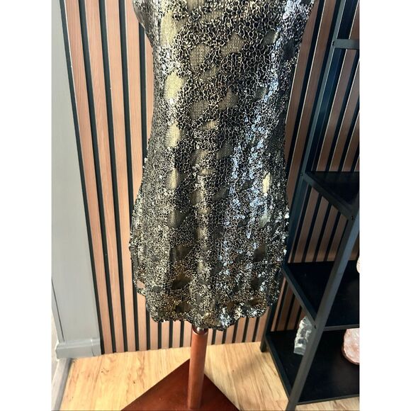 Express NYE sequin gold and black dress size small 1920 style dress short - Picture 2 of 7